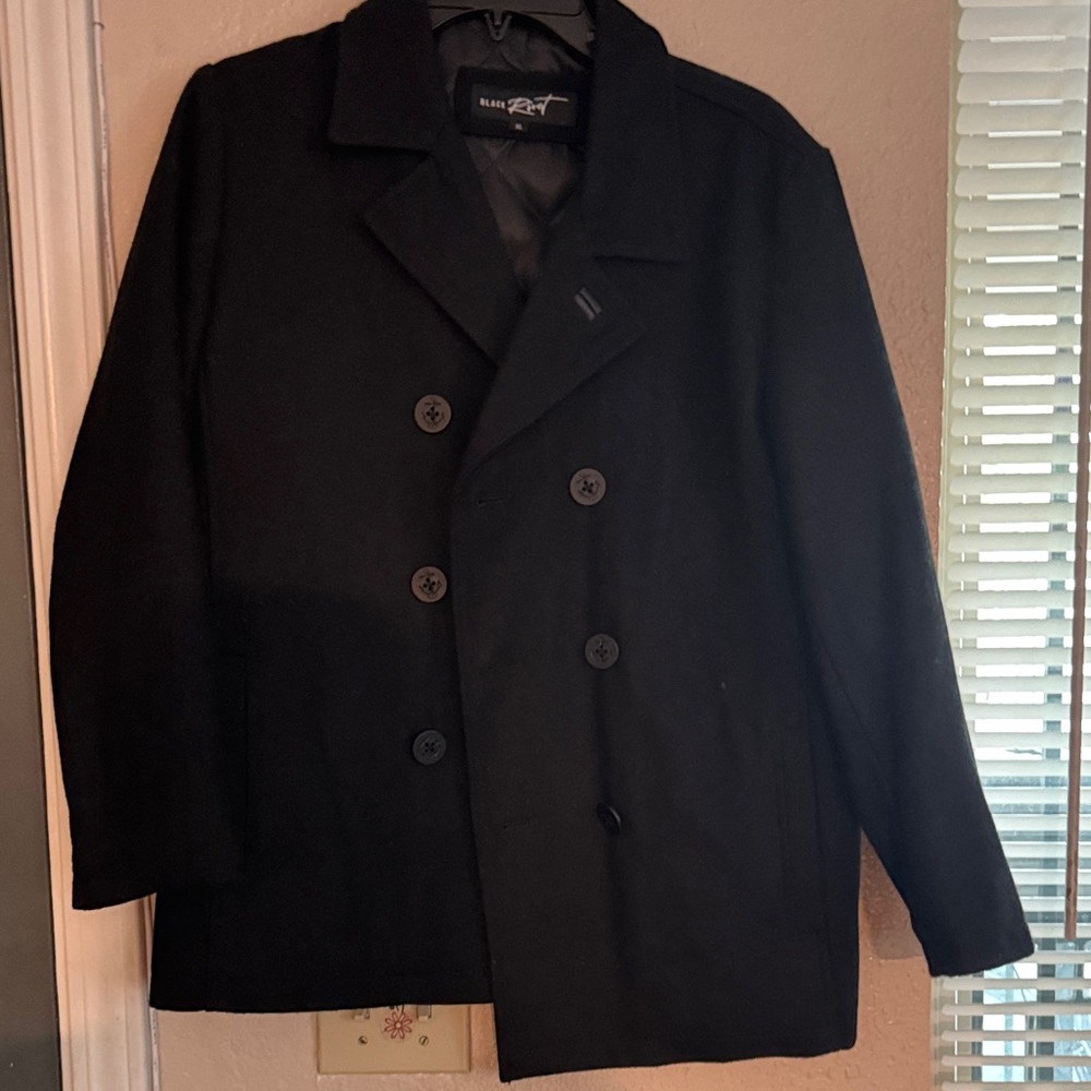 Black Rivet Classic Black Kids Pea Coat